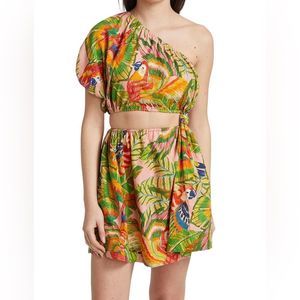 knee length dresses for ladies Sand Macaw Jungle Organic Cotton T-Shirt Dress – FARM Rio main image 0
